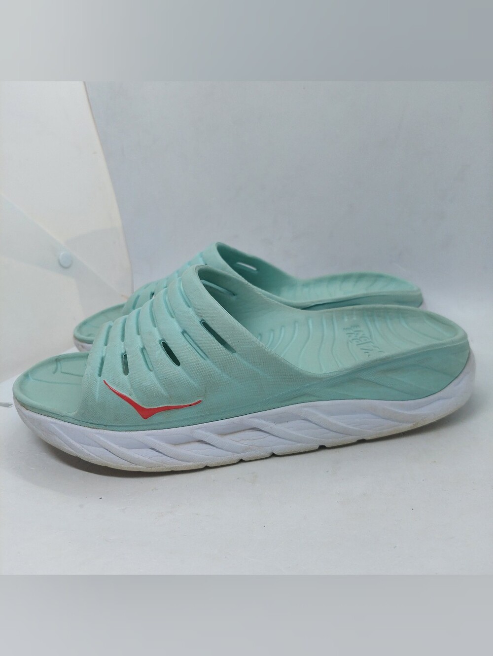 Hoka Ora Recovery Slide Eggshell Turquoise Comfort Casual Shoes Unisex Sz M8 W10